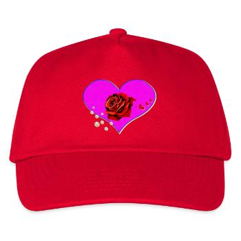 Neon Pink Heart Rose Beaded Pattern - Kids’ Baseball Cap - red - Front