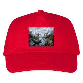 Wikinger-Langschiff - Kinder Basecap - Rot - Vorne