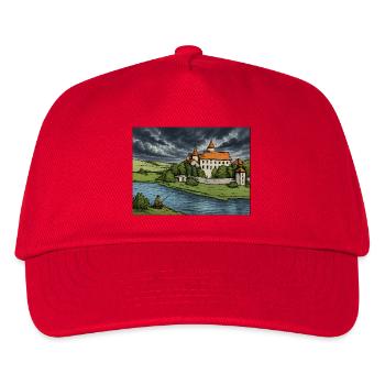 Croquis du château au bord de la rivière - Casquette de baseball Enfant - rouge - Devant