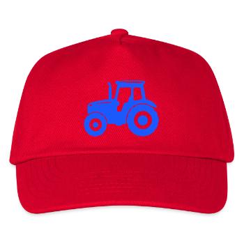 Blauer Traktor Silhouette - Kinder Basecap - Rot - Vorne