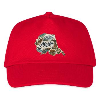 Alaska State Vintage Reise-Souveniraufkleber - Kinder Basecap - Rot - Vorne