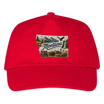 Montana Treasure State Vintage-Reiseaufkleber - Kinder Basecap - Rot - Vorne