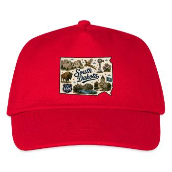 South Dakota Mount Rushmore Vintage Sticker - Kids’ Baseball Cap - red - Front