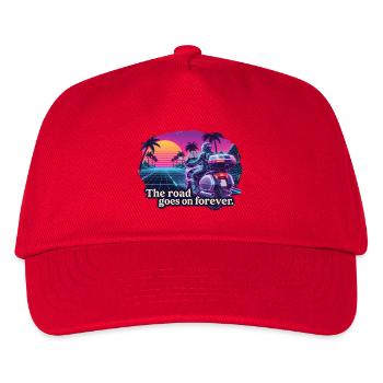 Retro biker on sunset background - Kids’ Baseball Cap - red - Front