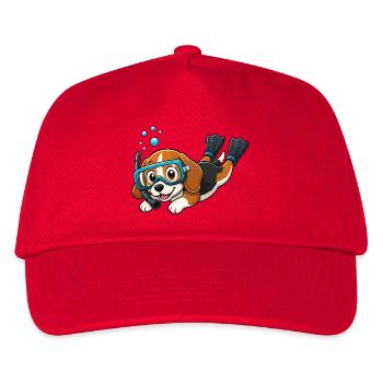 Süßer Beagle Taucher Schnorcheln Cartoon - Kinder Basecap - Rot - Vorne