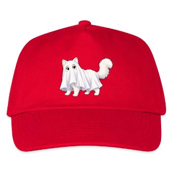 Katze versteckt sich unter einem Geisterlaken - Kinder Basecap - Rot - Vorne