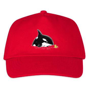 Orca und Entchen Wal Quietscheente Meeresäuger - Kinder Basecap - Rot - Vorne