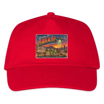 Grüße aus Area 51 – Retro-Alien-Postkarte - Kinder Basecap - Rot - Vorne