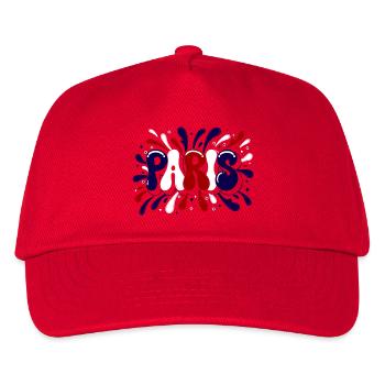 Paris Graffiti & Splash Blue White Red - Kinder Basecap - Rot - Vorne