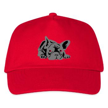französische bulldogge 2 Farben - Kinder Basecap - Rot - Vorne