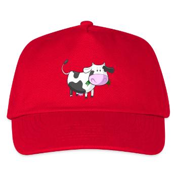 Naschende Comic Kuh - Kinder Basecap - Rot - Vorne