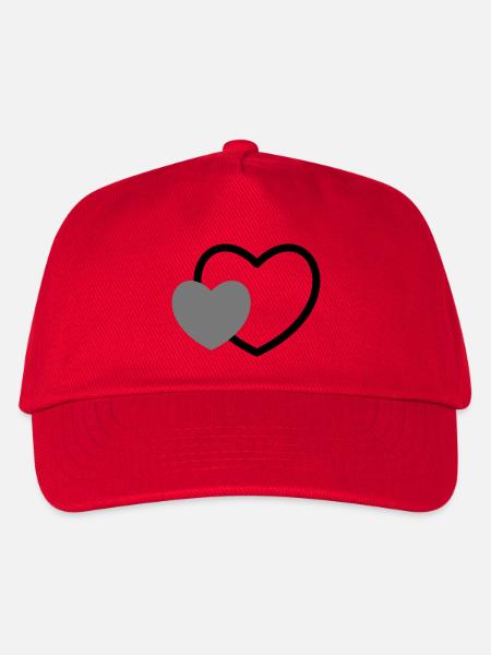 Herz im Herz I 2 Herzen Liebe Geschenk - Kinder Basecap - Rot