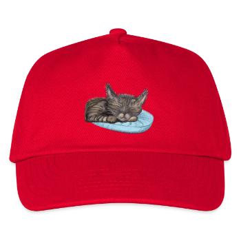 Schlafende Katze - Kinder Basecap - Rot - Vorne