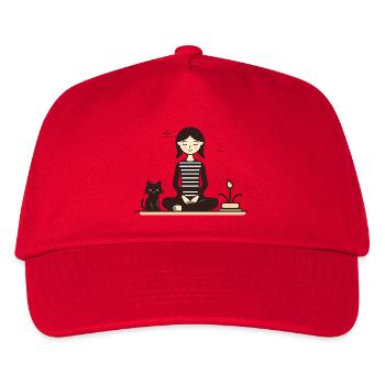 Entspannung mit Katze - Kinder Basecap - Rot - Vorne