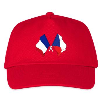 Flagge Frankreichs und Flagge der Tschechischen Republik - Kinder Basecap - Rot - Vorne