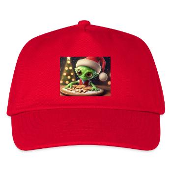 alien wearing a ugly Christmas sweater - Kids’ Baseball Cap - red - Front