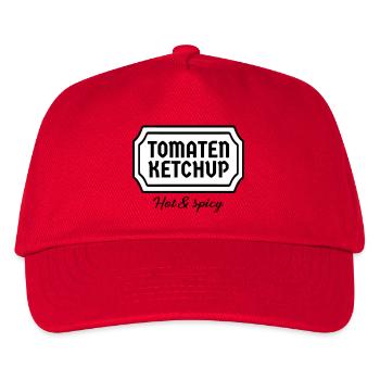 Ketchup Kostüm Tomatenketchup Etikett Karneval - Kinder Basecap - Rot - Vorne