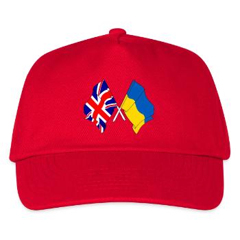 Flagge von England und Flagge Ukraine - Kinder Basecap - Rot - Vorne