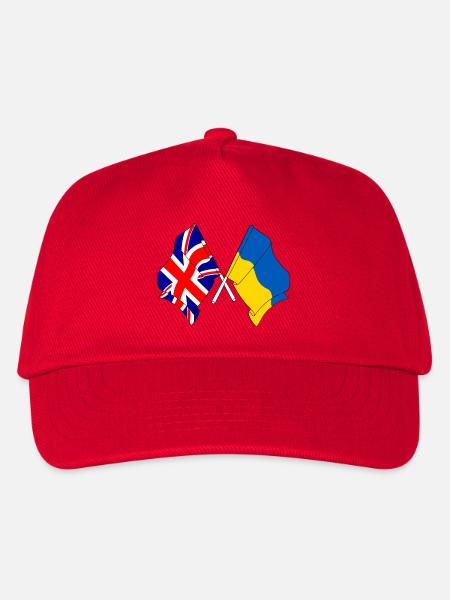 Flagge von England und Flagge Ukraine - Kinder Basecap - Rot