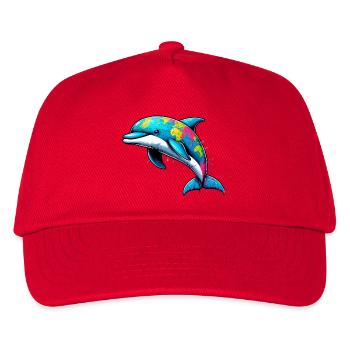 Delfin Globus Welt Planet Erde - Kinder Basecap - Rot - Vorne