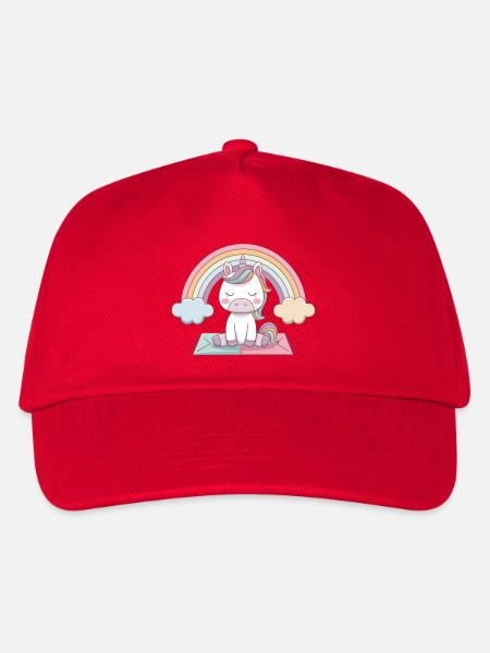 Yoga Unicorn - Kids’ Baseball Cap - red