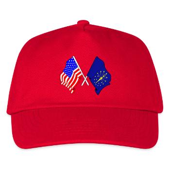 USA and State of Indiana Flag Crossed - Kids’ Baseball Cap - red - Front