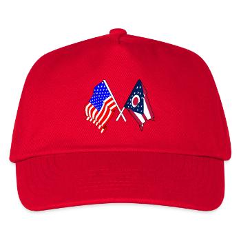 Flagge der USA und des Bundesstaates Ohio gekreuzt - Kinder Basecap - Rot - Vorne