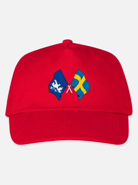 Gekreuzte Flaggen von Halland und Schweden - Kinder Basecap - Rot