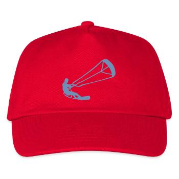 Kitesurfer Silhouette Kiteboarding Adrenalin Sport - Kinder Basecap - Rot - Vorne
