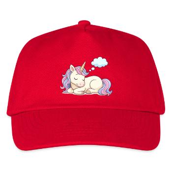 Sleeping unicorn with rainbow mane - Kids’ Baseball Cap - red - Front