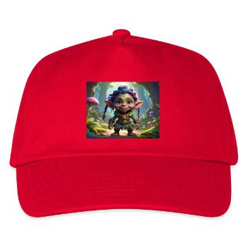 Forest gnome with colorful mane - Kids’ Baseball Cap - red - Front