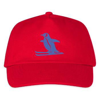 Minimalistischer Pinguin Skifahrer Winter Sport - Kinder Basecap - Rot - Vorne