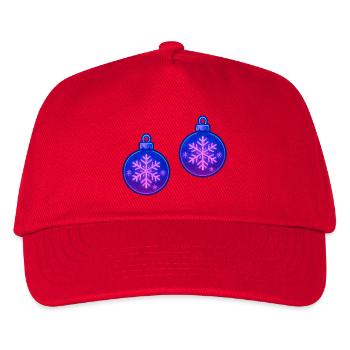 Weihnachtskugel Schneeflocke Ornament - Kinder Basecap - Rot - Vorne