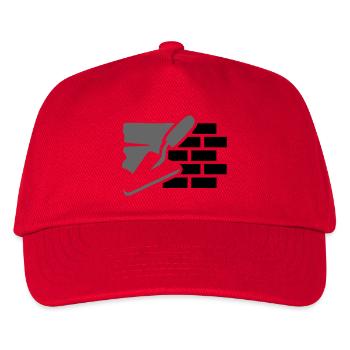 Maurer Hausbau Logo - Kelle, Putz & Ziegelsteinen - Kinder Basecap - Rot - Vorne
