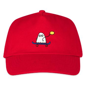 Gespenst mit Skateboard und Luftballon - Kinder Basecap - Rot - Vorne