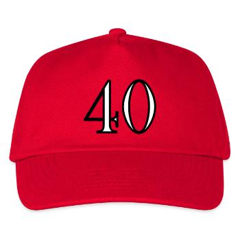 40. 40 YEARS. 40th ANNIVERSARY. 40 YEARS ANNIVERSARY. - Kids’ Baseball Cap - red - Front