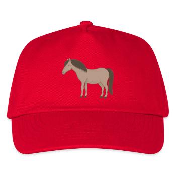 Beige horse with dark mane - Kids’ Baseball Cap - red - Front