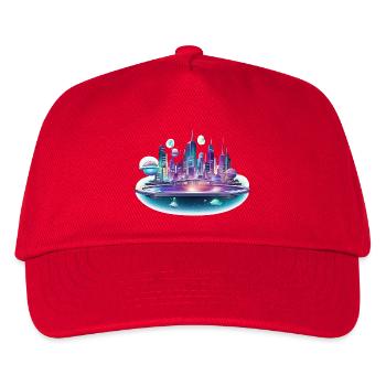 Neon-Raumstadt Skyline - Kinder Basecap - Rot - Vorne