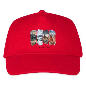 Colorado Urlaub Travel – Rocky Mountains Motiv - Kinder Basecap - Rot - Vorne