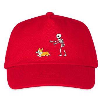 Halloween, Cprgi, Skelett - Kinder Basecap - Rot - Vorne