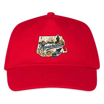 Massachusetts Vintage State Pride Aufkleber - Kinder Basecap - Rot - Vorne