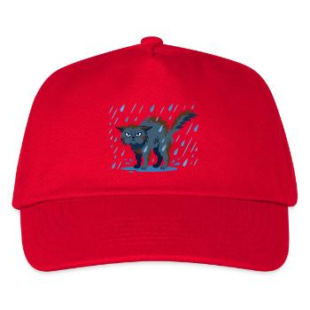 Regenkatze Grummel-Design - Kinder Basecap - Rot - Vorne