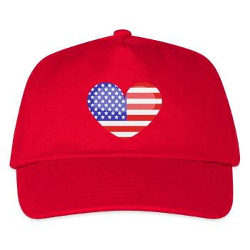 Herzförmige US-Flagge - Kinder Basecap - Rot - Vorne