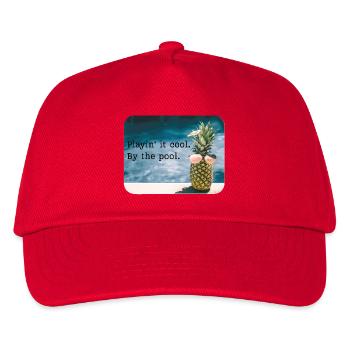 Ananas am Pool – Sommerhumor - Kinder Basecap - Rot - Vorne
