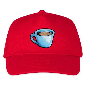 Blaue Aquarell Kaffeetasse - Kinder Basecap - Rot - Vorne