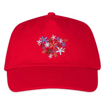 Aquarell Blumen - Kinder Basecap - Rot - Vorne