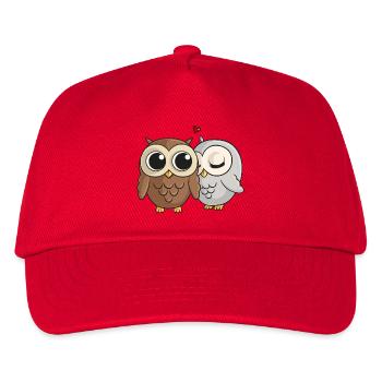 Verliebte Comic Eulen - Kinder Basecap - Rot - Vorne