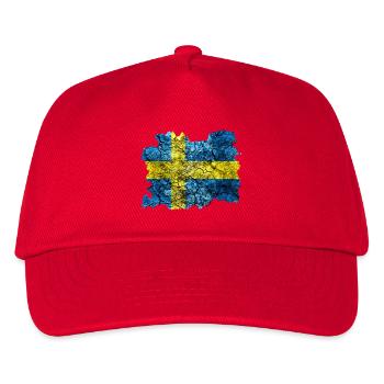Schweden Vintage Flagge - Kinder Basecap - Rot - Vorne