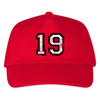 Number 19 number nineteen 19th birthday nineteenth - Kids’ Baseball Cap - red - Front