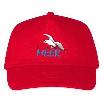 Möwe, Ich liebe das Meer - Kinder Basecap - Rot - Vorne